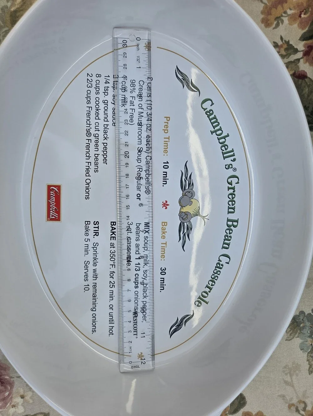 Vintage Campbell's Soup 2006 Green Bean Casserole Recipe Oval Baking Dish
